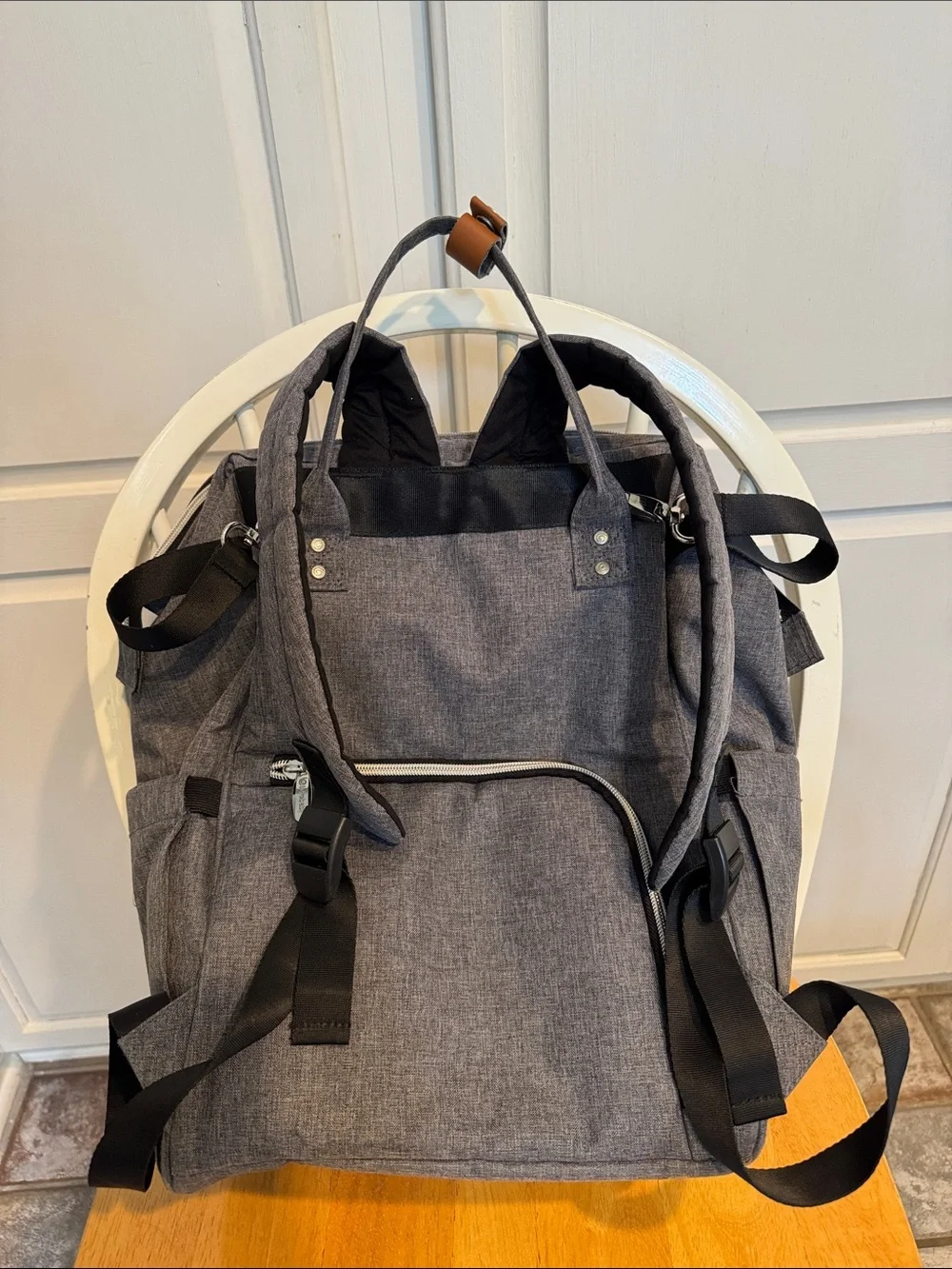 Lekebaby Diaper Bag Backpack with Arrow Print Grey Pockets and more Pockets